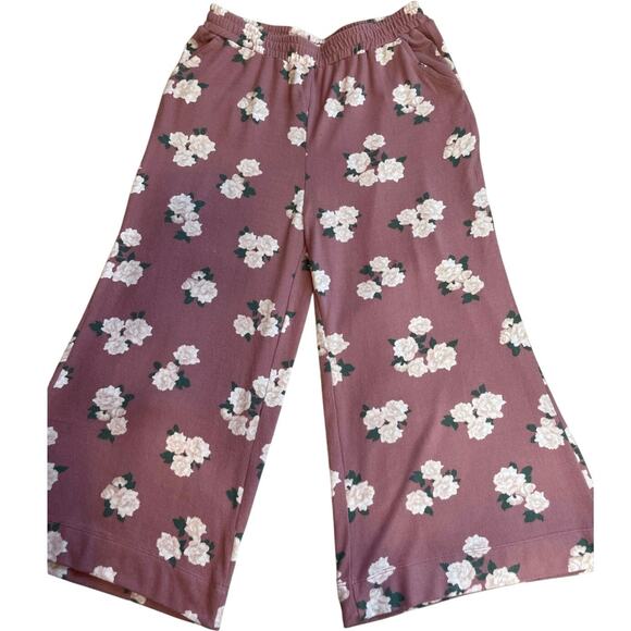 BP. By Nordstrom Floral Cozy Soft Pink Wide Leg Elastic Waist Lounge Pants Med - Picture 2 of 11